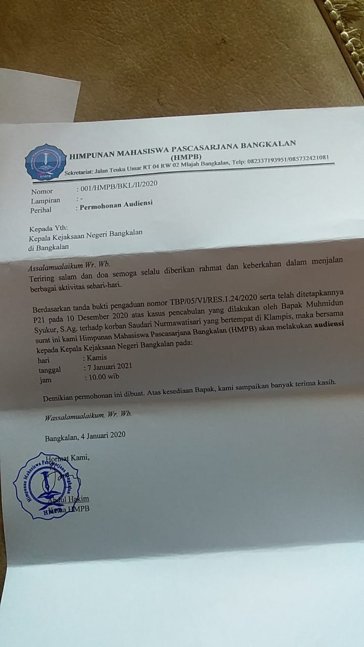 Viral: Buntut Kasus Pencabulan Di Klampis, Mahasiswa S2 Datangi Kejari Bangkalan